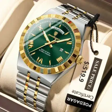 POEDAGAR Luminous Quartz Men's Watch | Waterproof Steel Watch