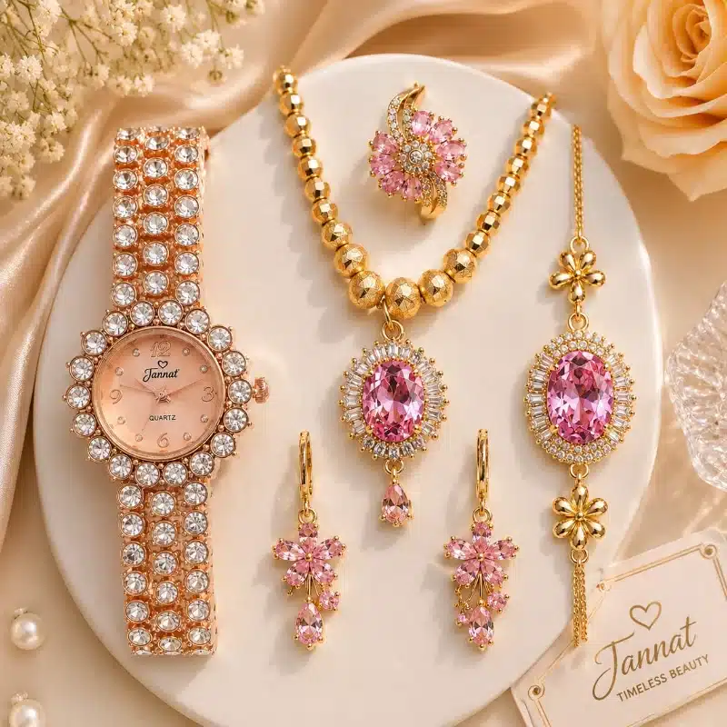 jannat-timeless-beauty-premium-jewelry-watch-gift-set Timeless Beauty Premium Gift Set for Women | Luxury Watch & Jewelry Set | SmartDokan - Image 1