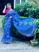 Premium Half Silk Skin Print Saree for Ladies | SmartDokan - Image 2