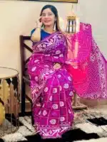 Premium Half Silk Skin Print Saree for Ladies | SmartDokan - Image 3
