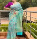 Premium Half Silk Skin Print Saree for Ladies | SmartDokan - Image 4