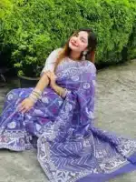 Premium Half Silk Skin Print Saree for Ladies | SmartDokan - Image 5